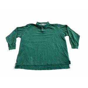 Duluth Trading Co. Mens Green Polo Shirt 1/4 Button Long Sleeve Shirt Size XL